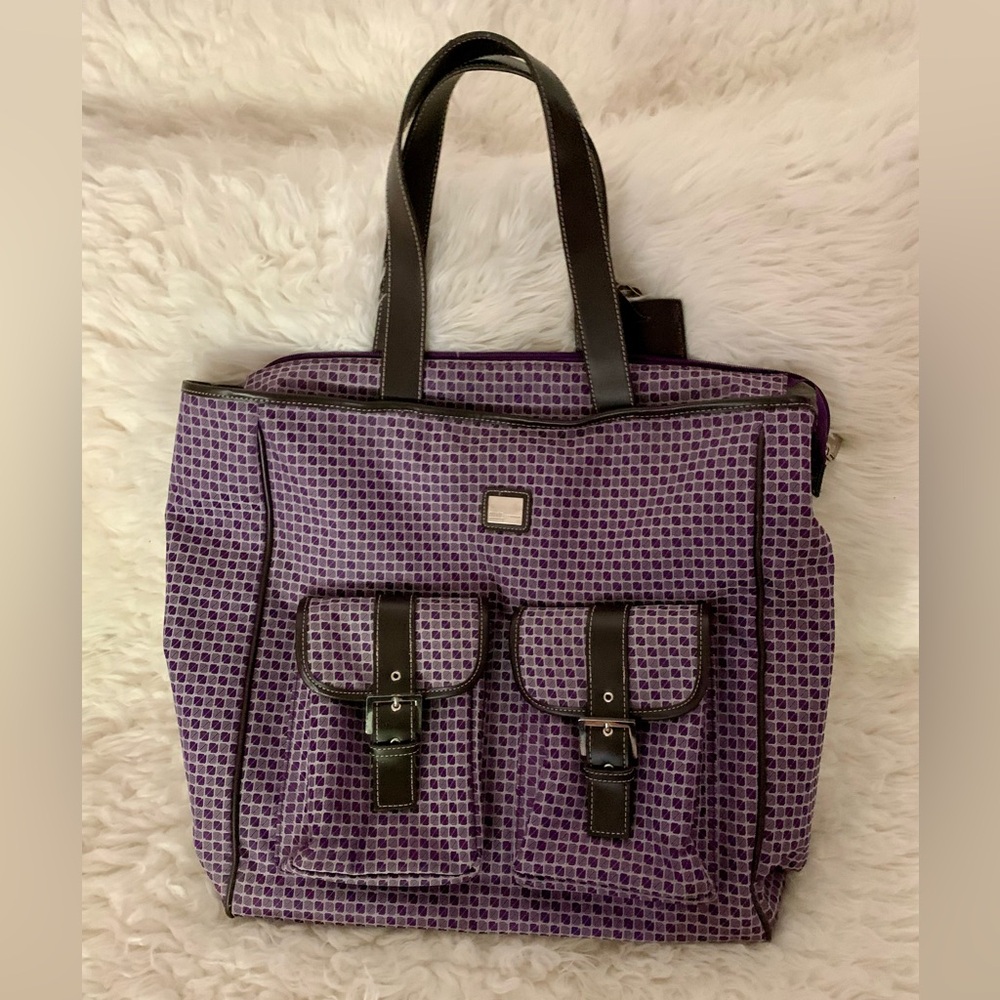 Chic Nine & Company Purple Checkerboard Patterned Overnight Tote Luggage Weekend